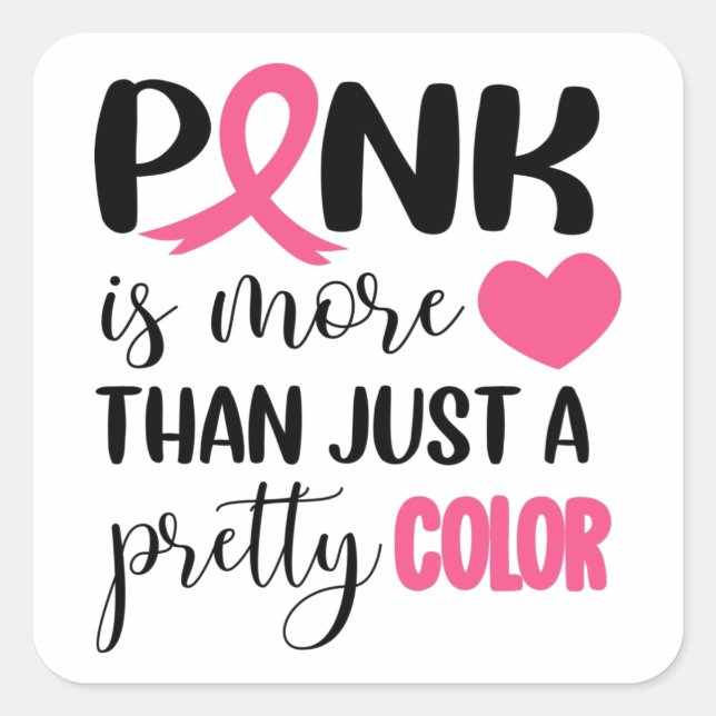 Adesivo Quadrado Fita rosa de sensibilização do Cancer (Frente)