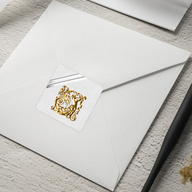 Adesivo Quadrado Fitas de Prata e Casamento Dourado (Criador carregado)