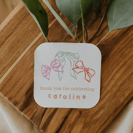 Adesivo Quadrado Fitas e Arcos Aniversário Obrigado