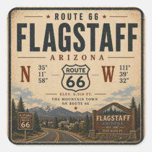 Adesivo Quadrado Flagstaff Rota 66 Decal de Montanha