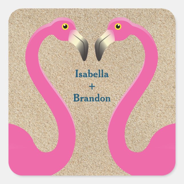 Adesivo Quadrado Flamingo Beach Wedker Sticker (Frente)
