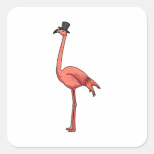 Adesivo Quadrado Flamingo com chapéu