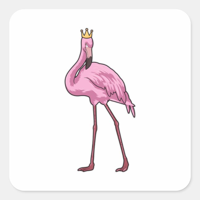 Adesivo Quadrado Flamingo com Coroa (Frente)