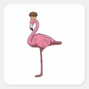 Adesivo Quadrado Flamingo com Muffin