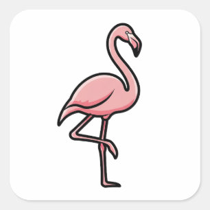 Adesivo Quadrado Flamingo Elegante – Ilustração Minimalista de Páss