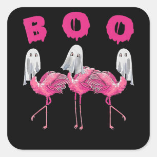 Adesivo Quadrado Flamingo Fantasia de Halloween do Ghost Flamingo