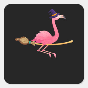 Adesivo Quadrado Flamingo Feiticeiro Flamingo Engraçado Halloween