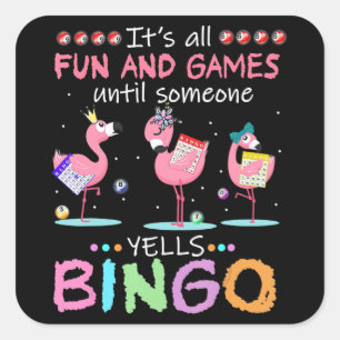 Adesivo Quadrado Flamingo   Flaming Bingo Funny