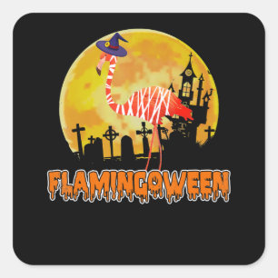 Adesivo Quadrado Flamingo   Flamingobetween Funny Witness Halloween