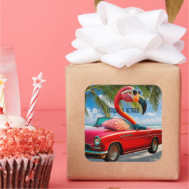 Adesivo Quadrado Flamingo Oficialmente Aposentado e Convertível em 