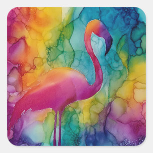 Adesivo Quadrado Flamingo Prisma