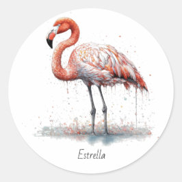 Adesivo Quadrado Flamingo Radiance: Watercolor Art, personalizado
