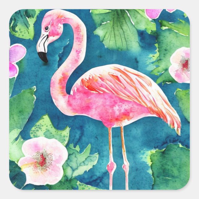 Adesivo Quadrado Flamingo Rosa (Frente)