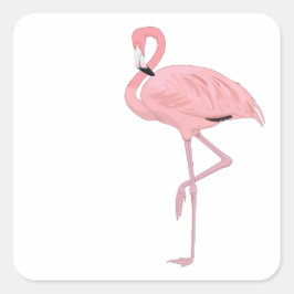 Adesivo Quadrado Flamingo Rosa em Pé numa Perna