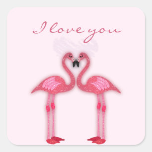 Adesivo Quadrado flamingos cor-de-rosa no papershop do amor