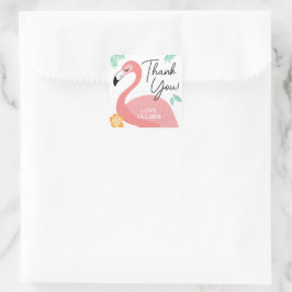 Adesivo Quadrado Flamingos & Diversão Favor de Agradecimento de Ani