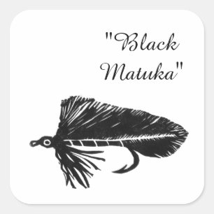 Adesivo Quadrado Flâmula preta de Matuka, pesca com mosca, mosca