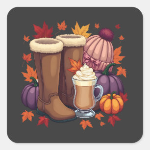 Adesivo Quadrado Flannel Boots Pumpkin Spice Latino outono