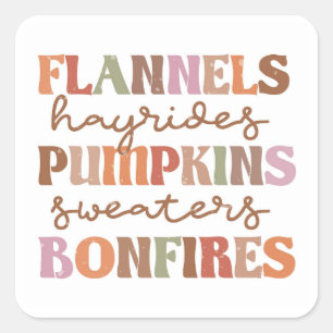 Adesivo Quadrado Flannels Pumpkins Bonfire