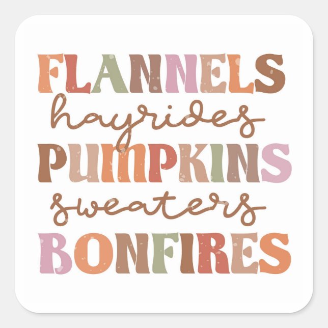 Adesivo Quadrado Flannels Pumpkins Bonfire (Frente)