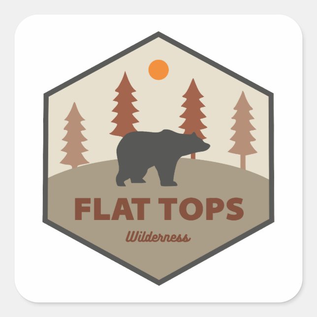 Adesivo Quadrado Flat Tops Wilderness Colorado Bear (Frente)