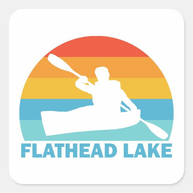 Adesivo Quadrado Flathead Lake Montana Kayak (Frente)