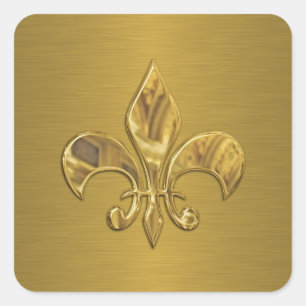 Adesivo Quadrado Fleur de Lis em Dourado Fundo