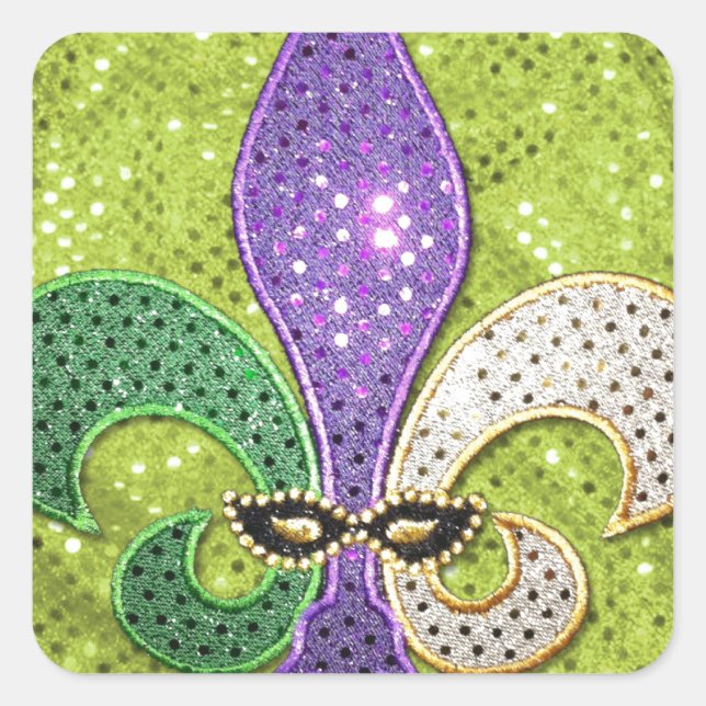 Adesivo Quadrado Fleur De Lis New Orleans Jewel Sparkle (Frente)