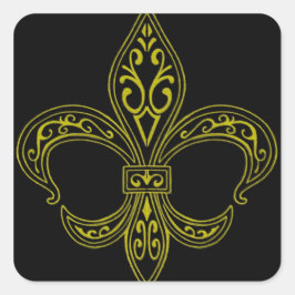 Adesivo Quadrado Fleur de Lis Sticker preto e Dourado