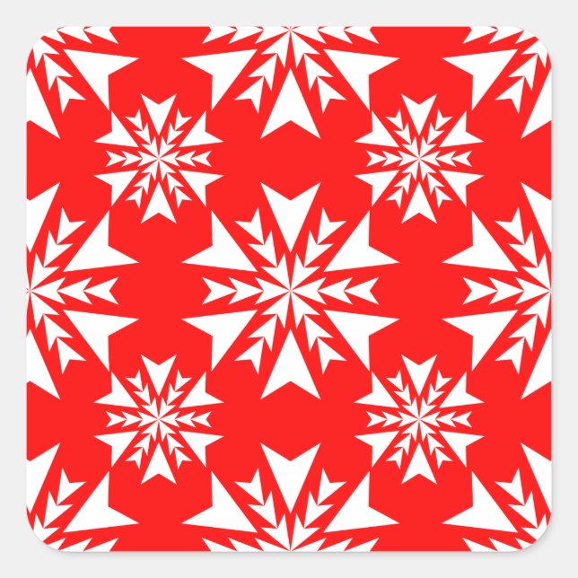Adesivo Quadrado Floco de neve 13 Vermelho (Frente)