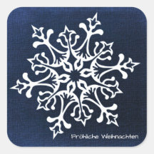Floco de neve branco no azul Fröhliche Weihnachten