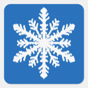 Adesivo Quadrado Floco de Neve Ikat 1 de 4 - Azul cobalto e branco