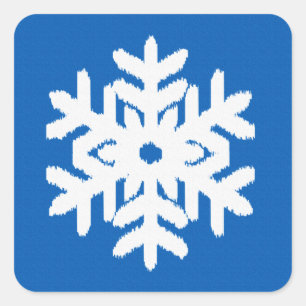 Adesivo Quadrado Floco de Neve Ikat - Azul cobalto e branco