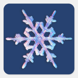 Adesivo Quadrado Floco de neve iridescente em azul escuro