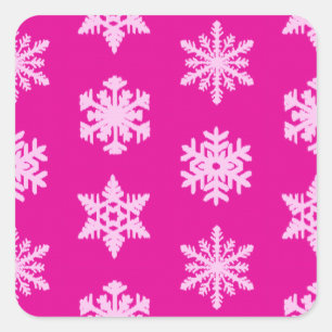 Adesivo Quadrado Flocos de neve Ikat - Fúchsia e rosa-gelo