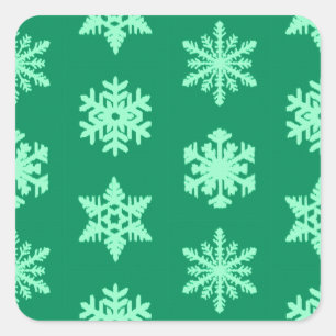 Adesivo Quadrado Flocos de neve Ikat - Pinho e horta verdes