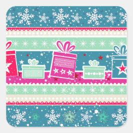 Adesivo Quadrado Flocos de neve personalizados e presentes