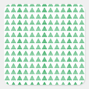 Adesivo Quadrado Flocos de neve verdes de Natal Estrelas Árvores,