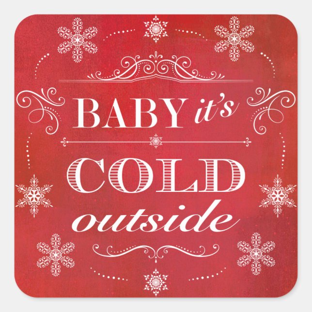 Adesivo Quadrado Flocos de neve vermelhos e brancos de Apres-Ski (Frente)