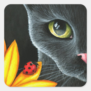 Adesivo Quadrado Flor amarela de ladybug Black Cat 510