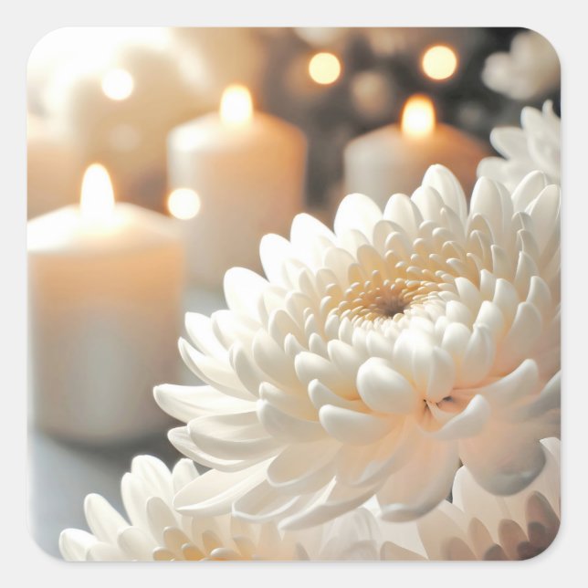 Adesivo Quadrado Flor Chrysanthemum e Velas (Frente)