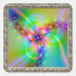 Adesivo Quadrado Flor Colorido Com Fitas