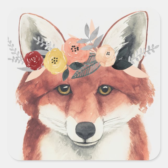 Adesivo Quadrado Flor Coroa Florestal Fox (Frente)