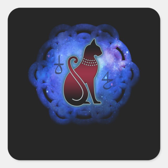 Adesivo Quadrado Flor Cósmica Da Vida Gato Egípcio (Frente)