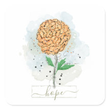 Adesivo Quadrado Flor de Aguarela Laranja Esperanç