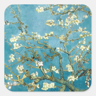 Adesivo Quadrado Flor de amêndoa (1890) Vincent Van Gogh Arte Flora