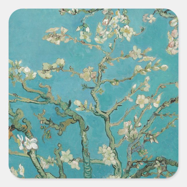 Adesivo Quadrado Flor de Amêndoa de Van gogh (Frente)