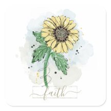 Flor de Aquarela Amarela Fé