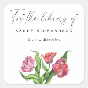Adesivo Quadrado FLOR DE Aquarela - para a biblioteca de