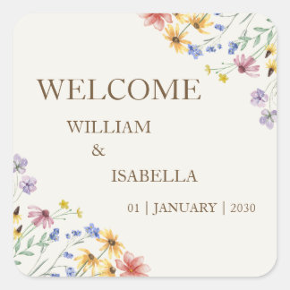 Adesivo Quadrado Flor de Campo Pastel Bege 